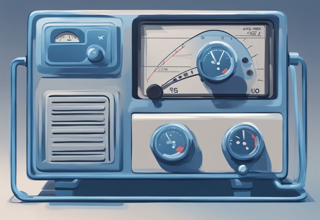 Modern digital painting of an AC compressor with a timer showing ac compressor cycles on and off every 10 seconds, blue color theme.