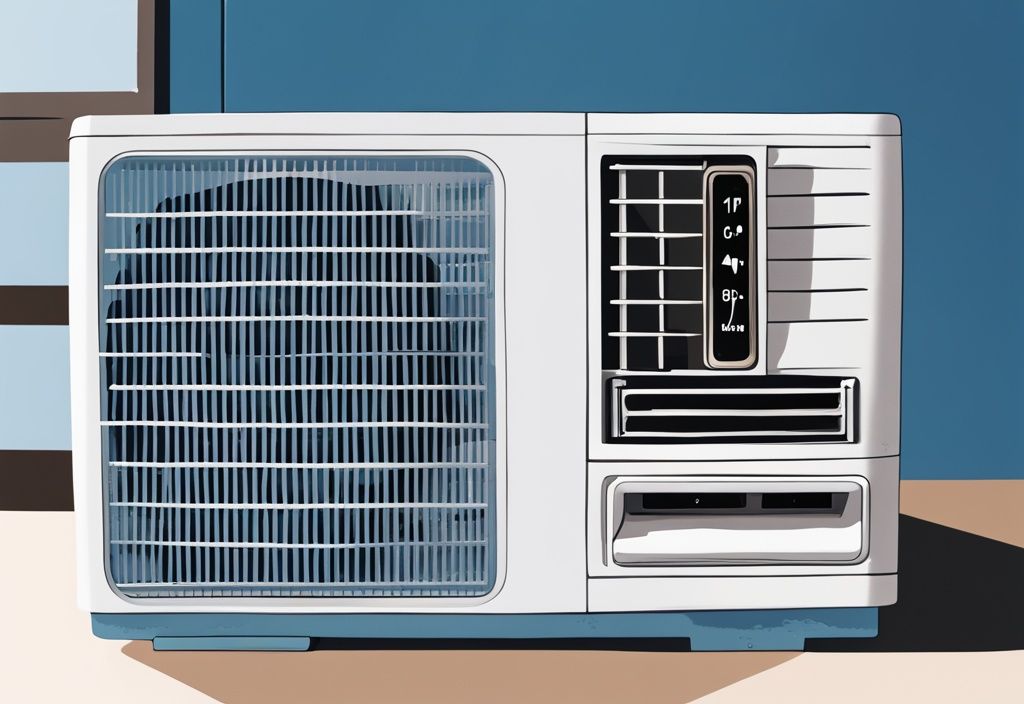 Modern digital painting of a GE air conditioner touchpad not working, with blue color theme and unresponsive buttons.