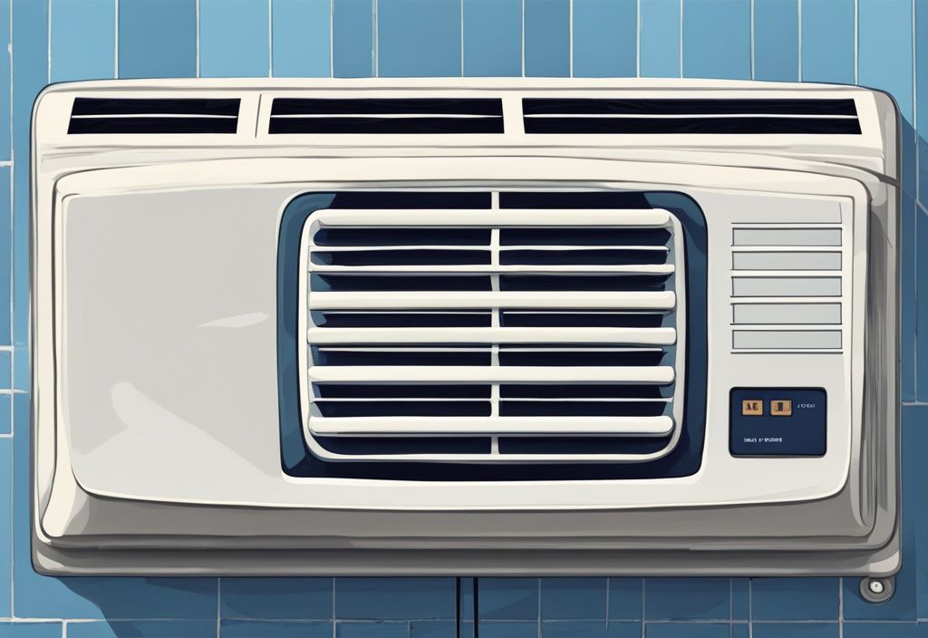 Modern digital painting of AC drip pan under air conditioner with blue theme, showing ideal water level markings.