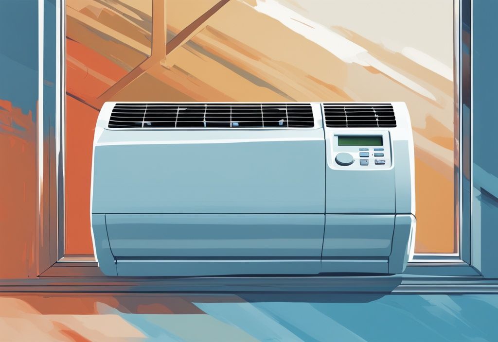 Modern digital painting of Daikin air conditioning unit with U4 error code displayed on digital panel, blue color theme