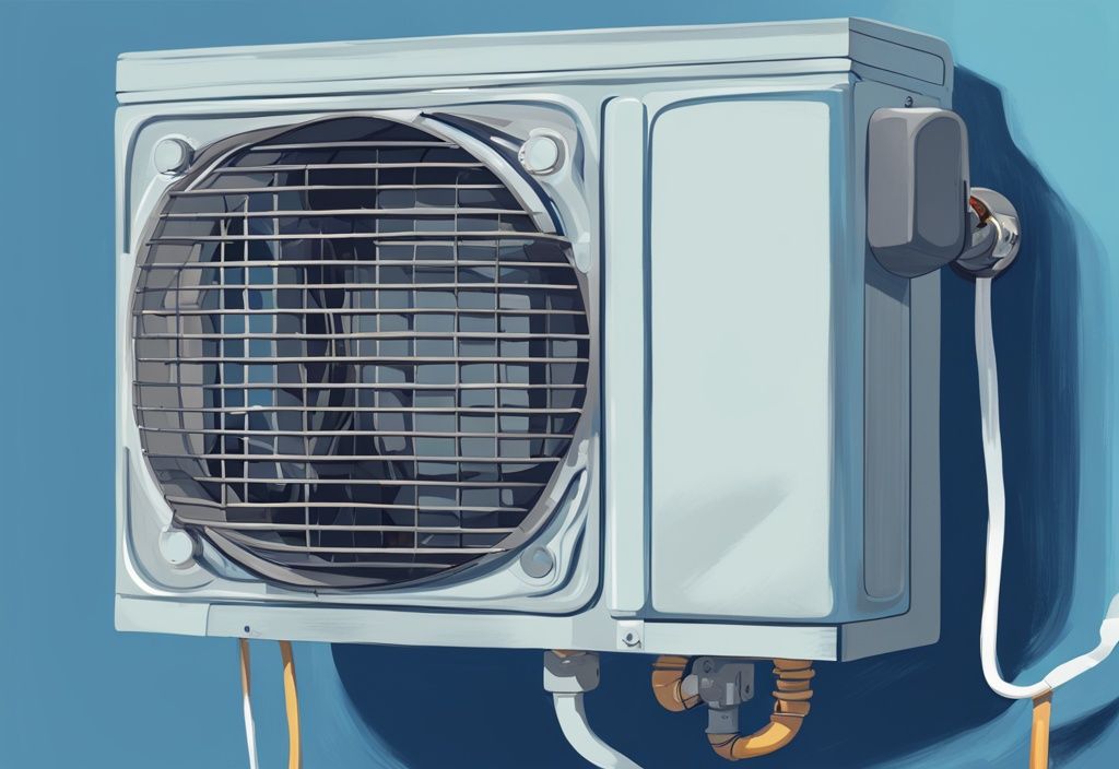 Overhead view of a modern digital painting illustrating an AC unit with an exposed float switch in the process of tripping, highlighting the issue of an AC float switch keeps tripping.