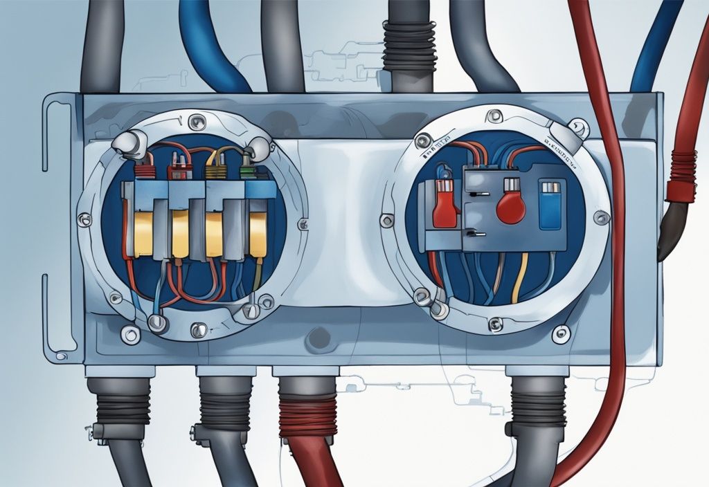 Modern digital painting illustrating the internal wiring of a 3 wire AC pressure switch, highlighting how to bypass 3 wire AC pressure switch with blue color theme.