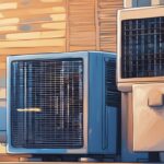 Modern digital painting of AC unit in blue tones, control light blinking three times, dimly lit setting, why is my ac light blinking 3 times.