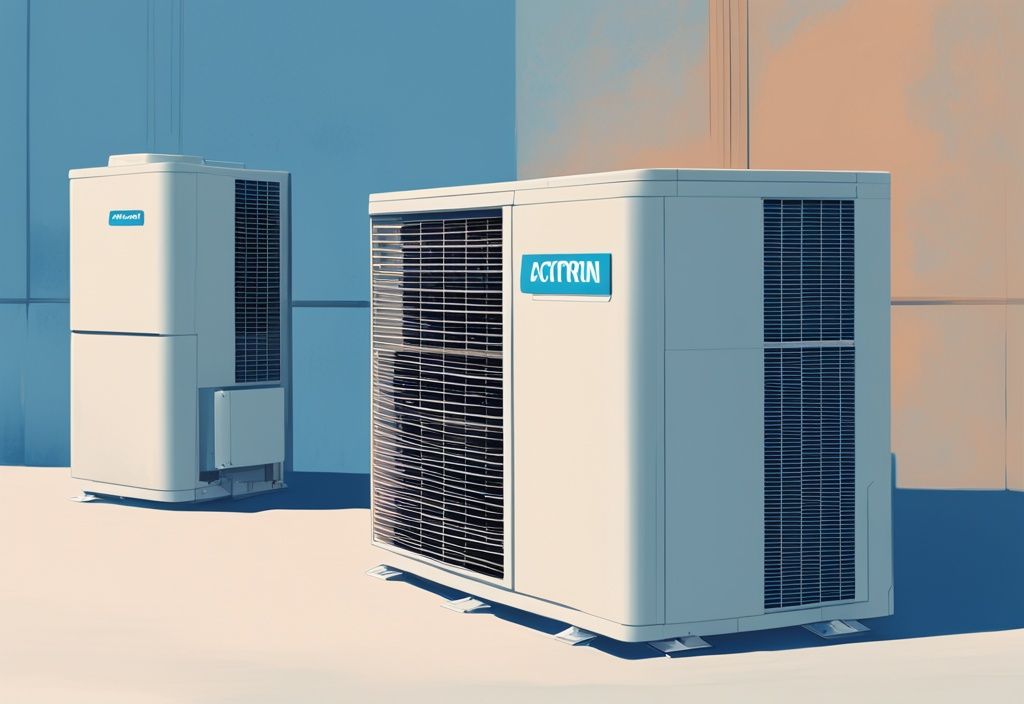 Modern digital painting of Daikin and Actron air conditioning units in blue color theme for comparison.